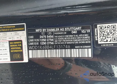 2020 Mercedes-Benz Amg E 53 4Matic z USA, uszkodzony, nr VIN WDD1K6BB4LF131746